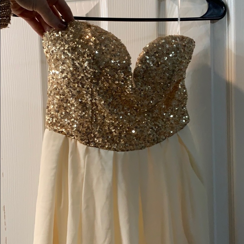 Formal gold and light tan dress